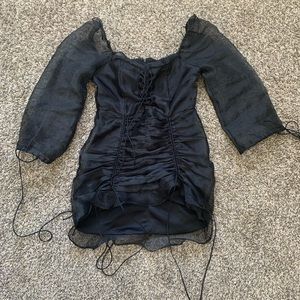 Sexy sheer drawstring dress